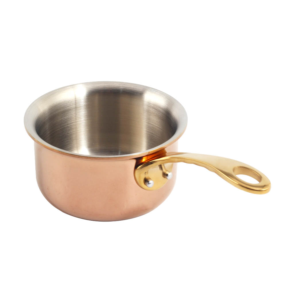 Tri-Ply Stainless Steel Mini Sauce Pot With Golden Handle