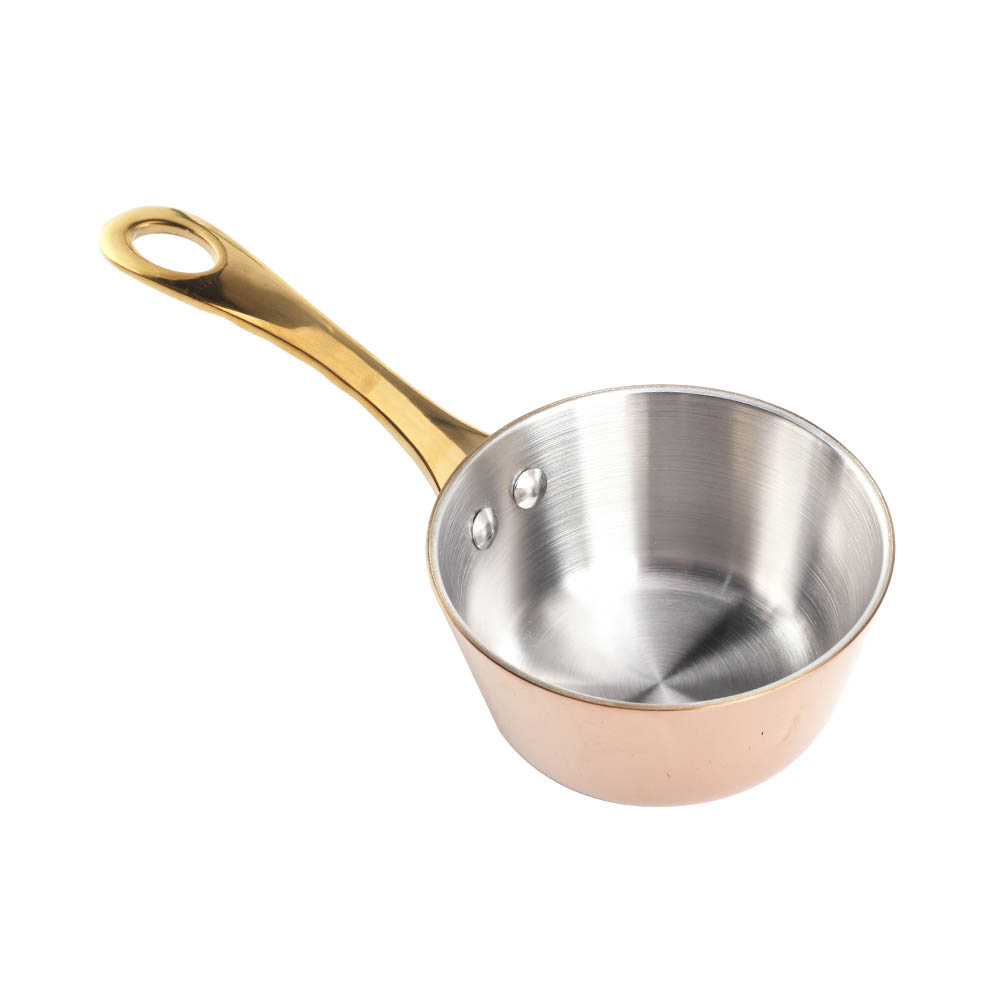 Tri-Ply Stainless Steel Mini Sauce Pan With Golden Handle