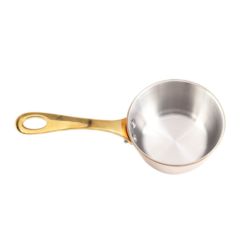 Tri-Ply Stainless Steel Mini Sauce Pan With Golden Handle