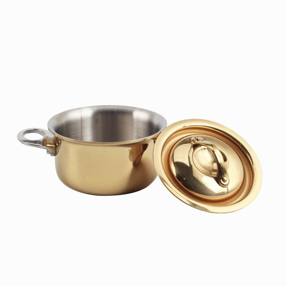 Gold Triply Stainless Steel Mini Sauce Pot With Cover