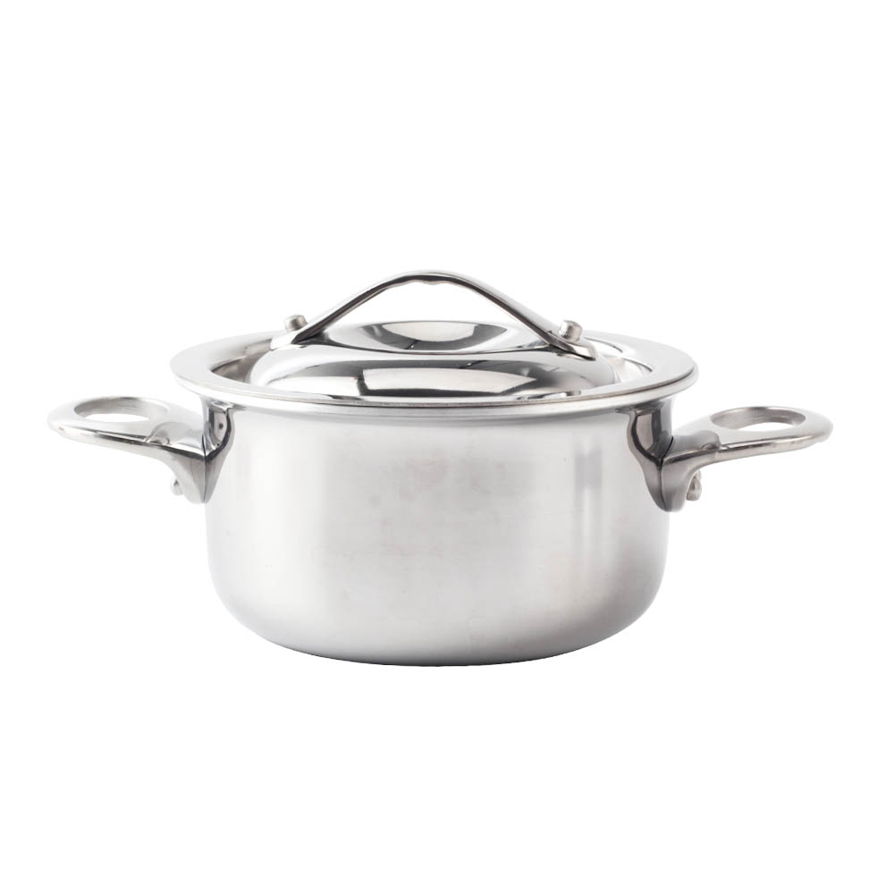 Silver Triply Mini Stainless Steel  Sauce Pot With Cover