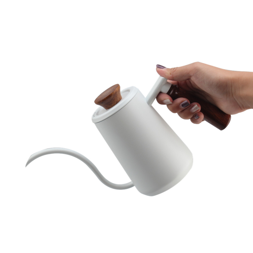 White Pour Over Coffee Kettle With Lid