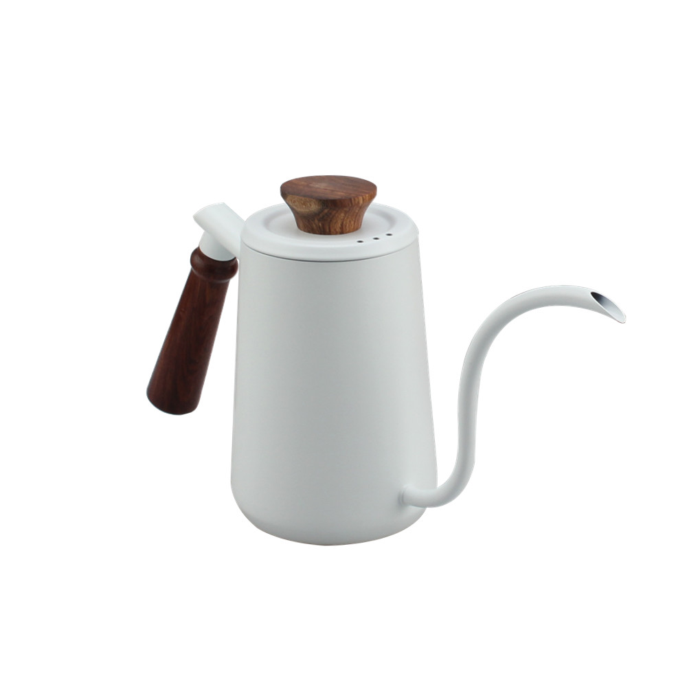 White Pour Over Coffee Kettle With Lid