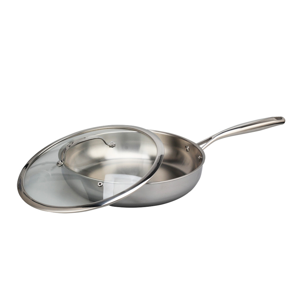 Triply Stainless Steel Frying Pan With Glass Lid