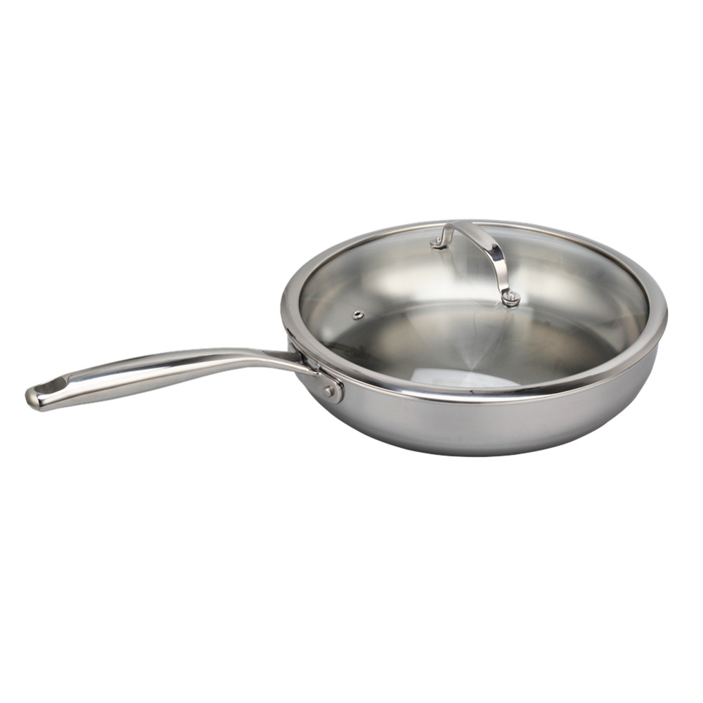 Triply Stainless Steel Frying Pan With Glass Lid