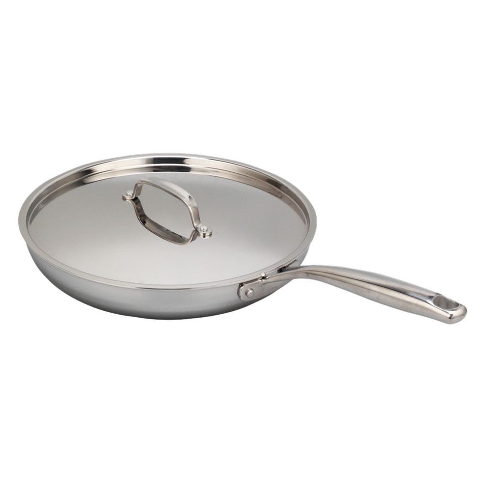 Triply Stainless Steel Frying Pan With Stainless Steel Lid