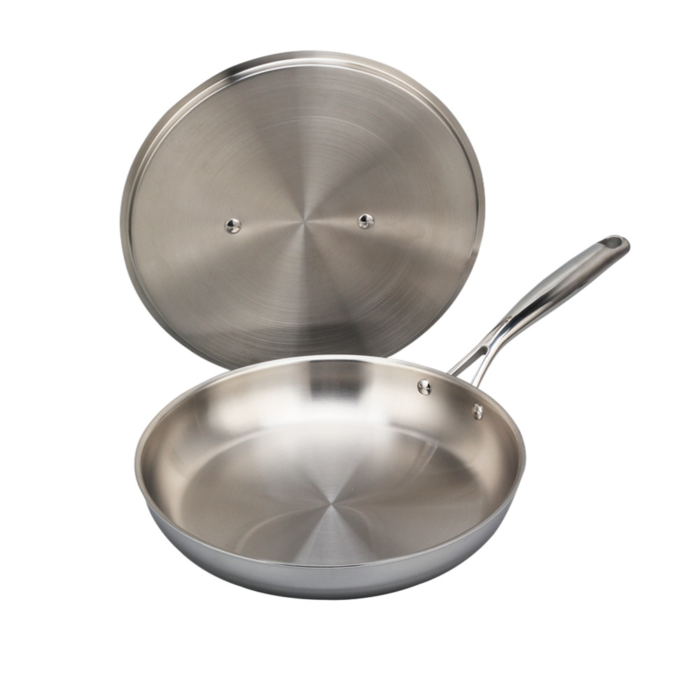 Triply Stainless Steel Frying Pan With Stainless Steel Lid