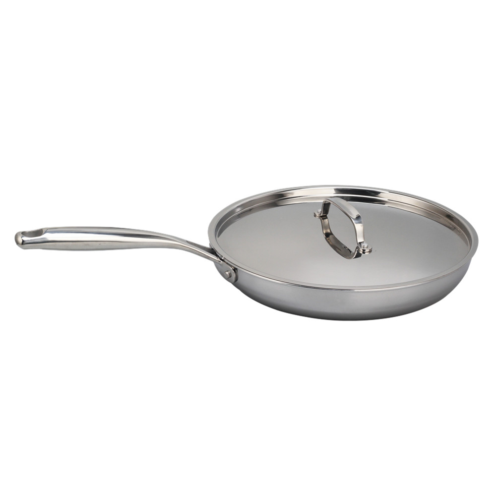 Triply Stainless Steel Frying Pan With Stainless Steel Lid