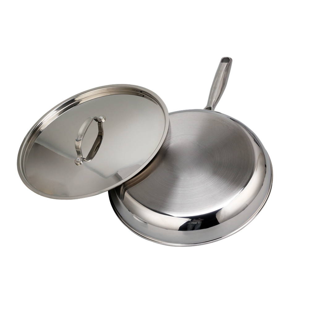 Triply Stainless Steel Frying Pan With Stainless Steel Lid