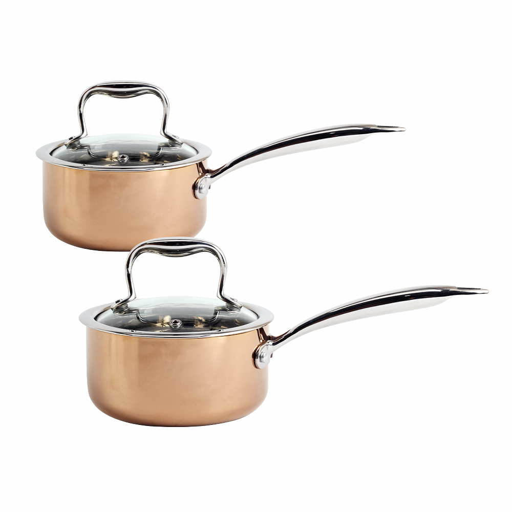 Copper Tri-Ply Stainless Steel Sauce Pan With Lid