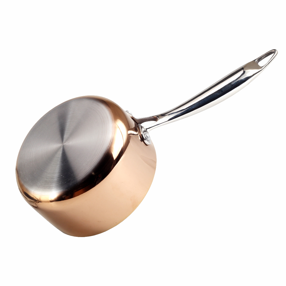 Copper Tri-Ply Stainless Steel Sauce Pan With Glass Lid