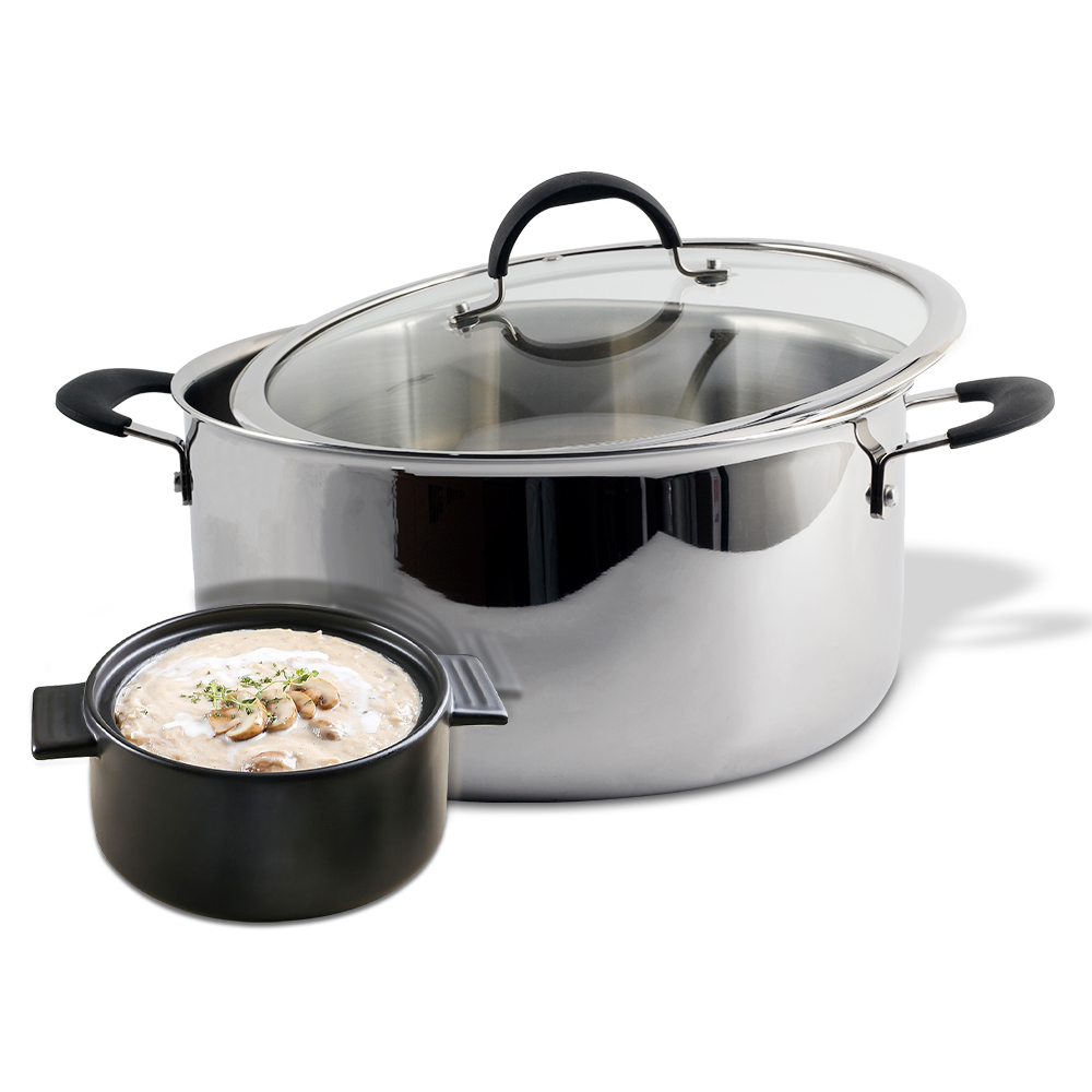 Tri-Ply Stainless Steel Stock Pot With Lid