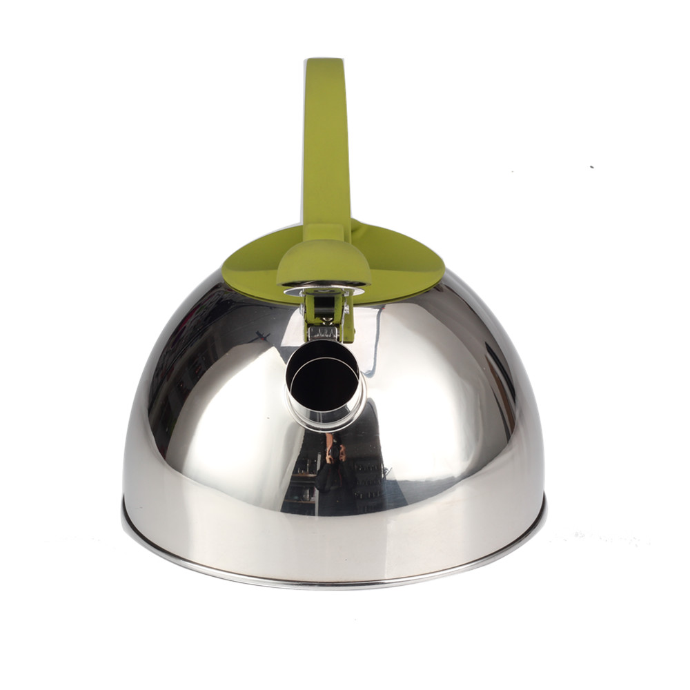 Classic Stainless Steel Whistling Tea Kettle With Green Handle