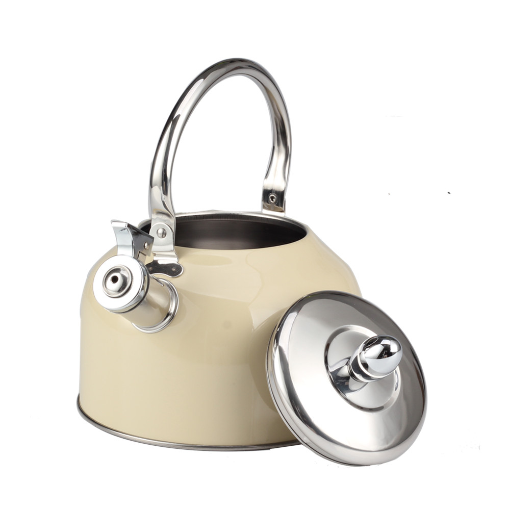 Stainless Steel Whistling Tea Kettle for Kitchen Camping Picnic Beige