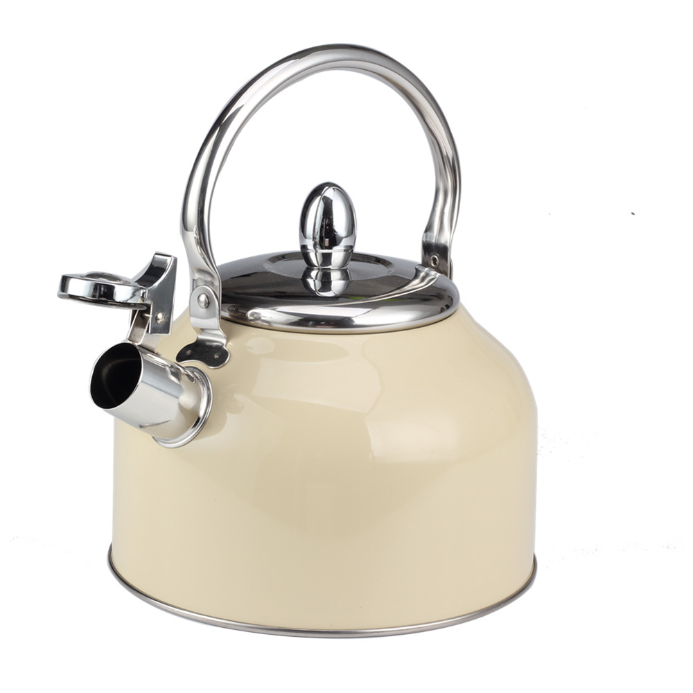 Stainless Steel Whistling Tea Kettle for Kitchen Camping Picnic Beige