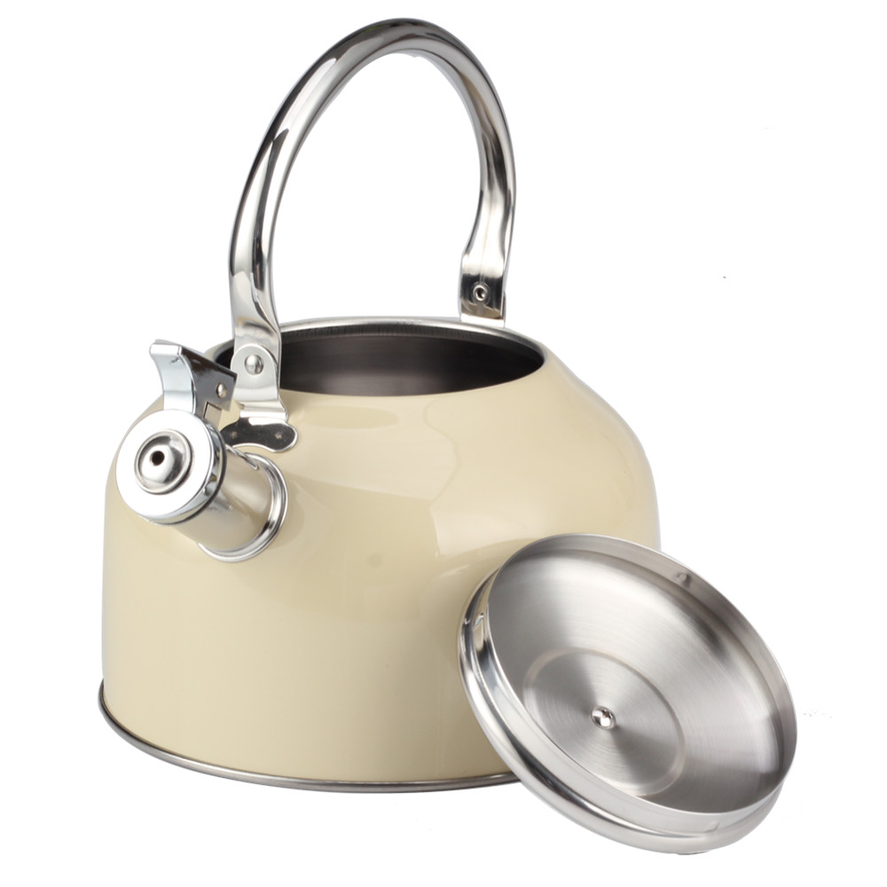 Stainless Steel Whistling Tea Kettle for Kitchen Camping Picnic Beige