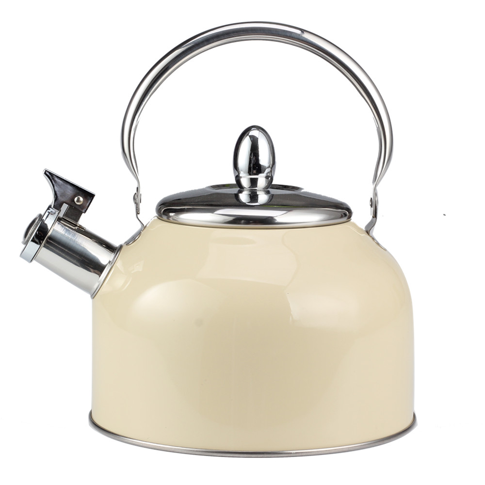 Stainless Steel Whistling Tea Kettle for Kitchen Camping Picnic Beige