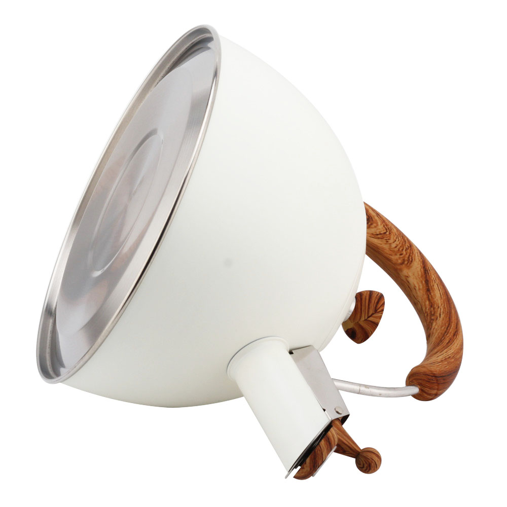 Modern S/S Whistling Kettle for Kitchen White With Wooden Handle