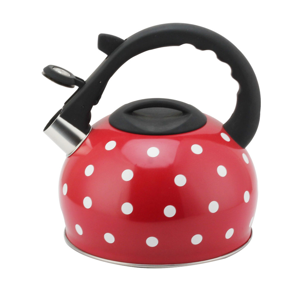 Stainless Steel Tea Kettle With Whistling Sound-Red