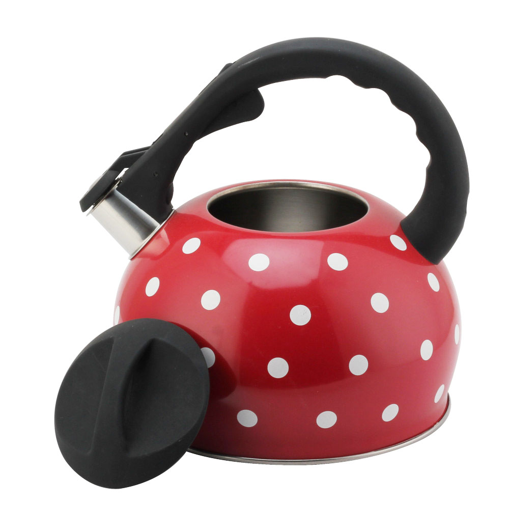 Stainless Steel Tea Kettle With Whistling Sound-Red