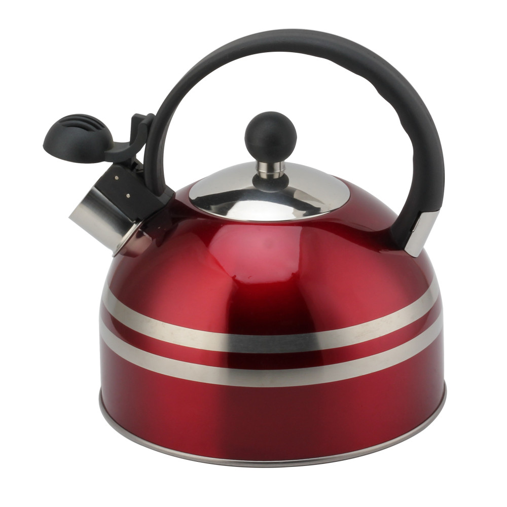 S/S Tea Kettle With Whistling Sound-Suitable for All Hob Types-Red