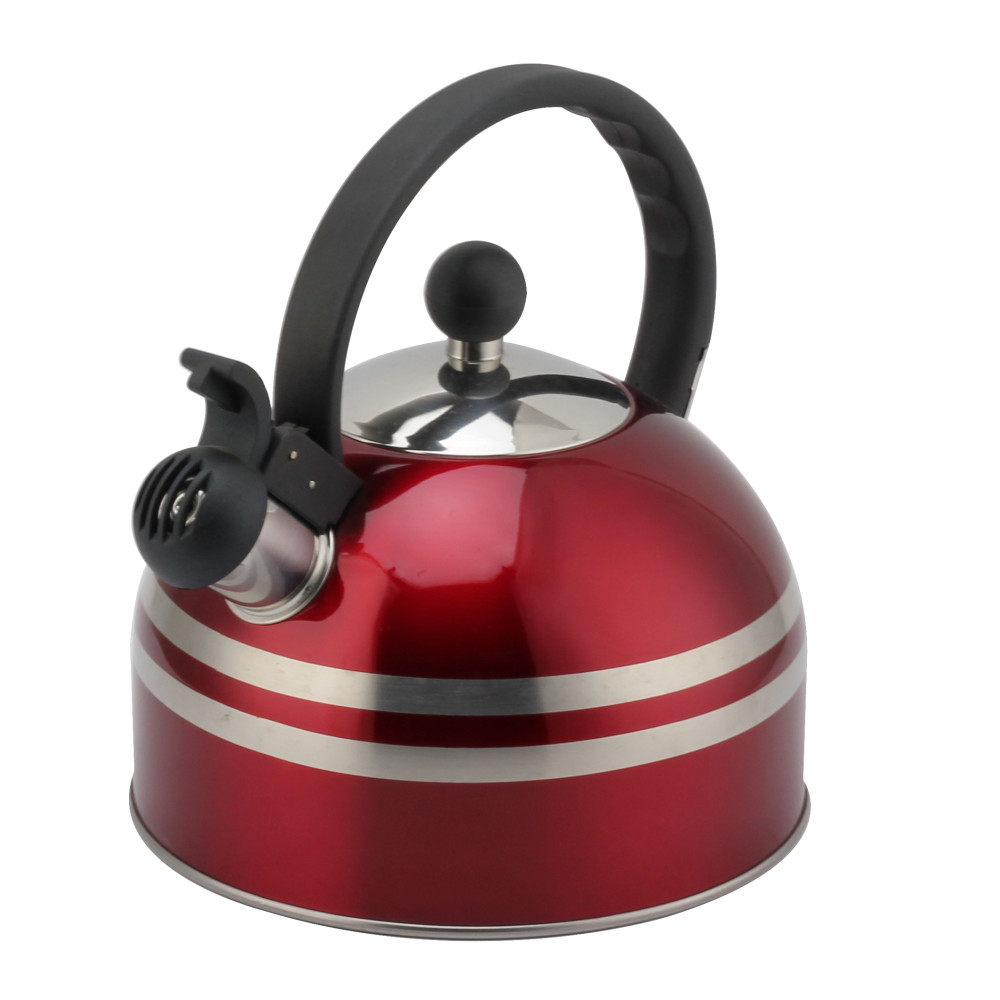 S/S Tea Kettle With Whistling Sound-Suitable for All Hob Types-Red