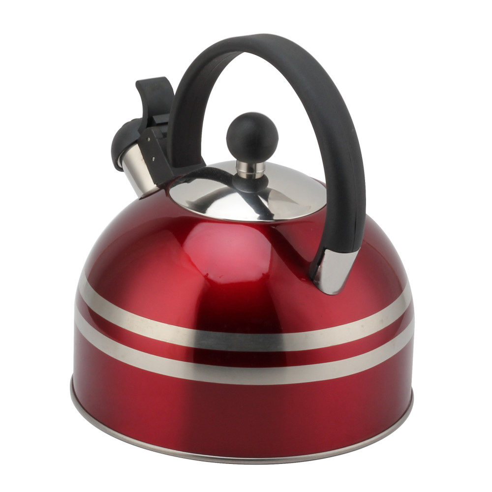 S/S Tea Kettle With Whistling Sound-Suitable for All Hob Types-Red