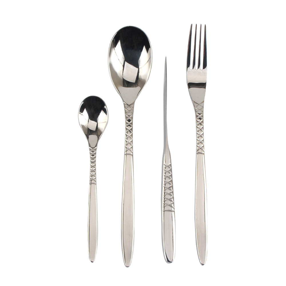 Stainless Steel Flatware Set, Mirror Polished Cutlery Set Utensil Set, Tableware Include Forks Spoons Knives for Home Restaurant, Beaded Handle