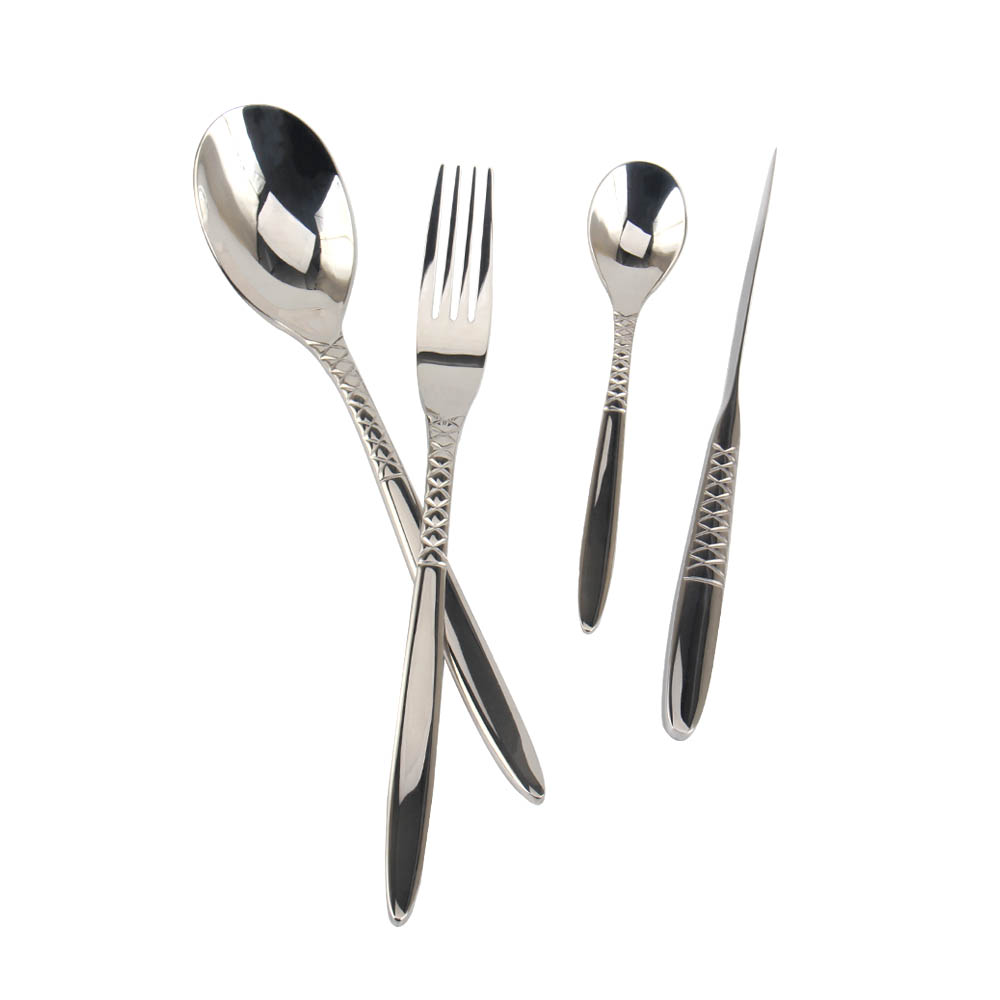 Stainless Steel Flatware Set, Mirror Polished Cutlery Set Utensil Set, Tableware Include Forks Spoons Knives for Home Restaurant, Beaded Handle