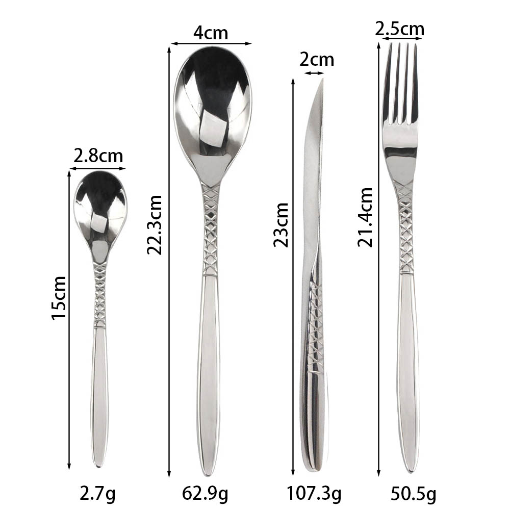 Stainless Steel Flatware Set, Mirror Polished Cutlery Set Utensil Set, Tableware Include Forks Spoons Knives for Home Restaurant, Beaded Handle