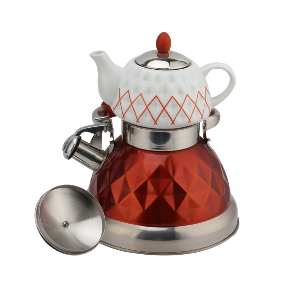 Impressive Whistling Kettle-Stainless Steel-Red