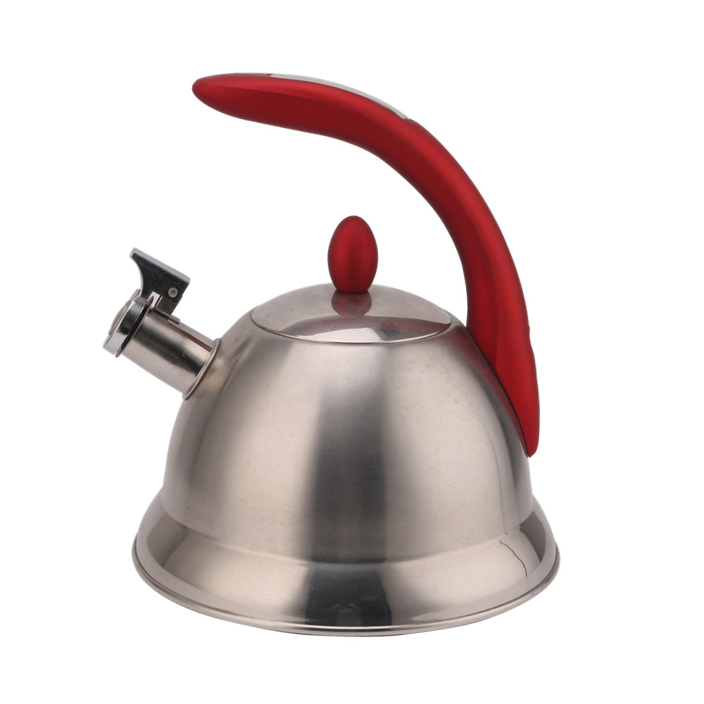 3 Litre Capacity Stainless Steel Whistling Tea Kettle-Red Handle