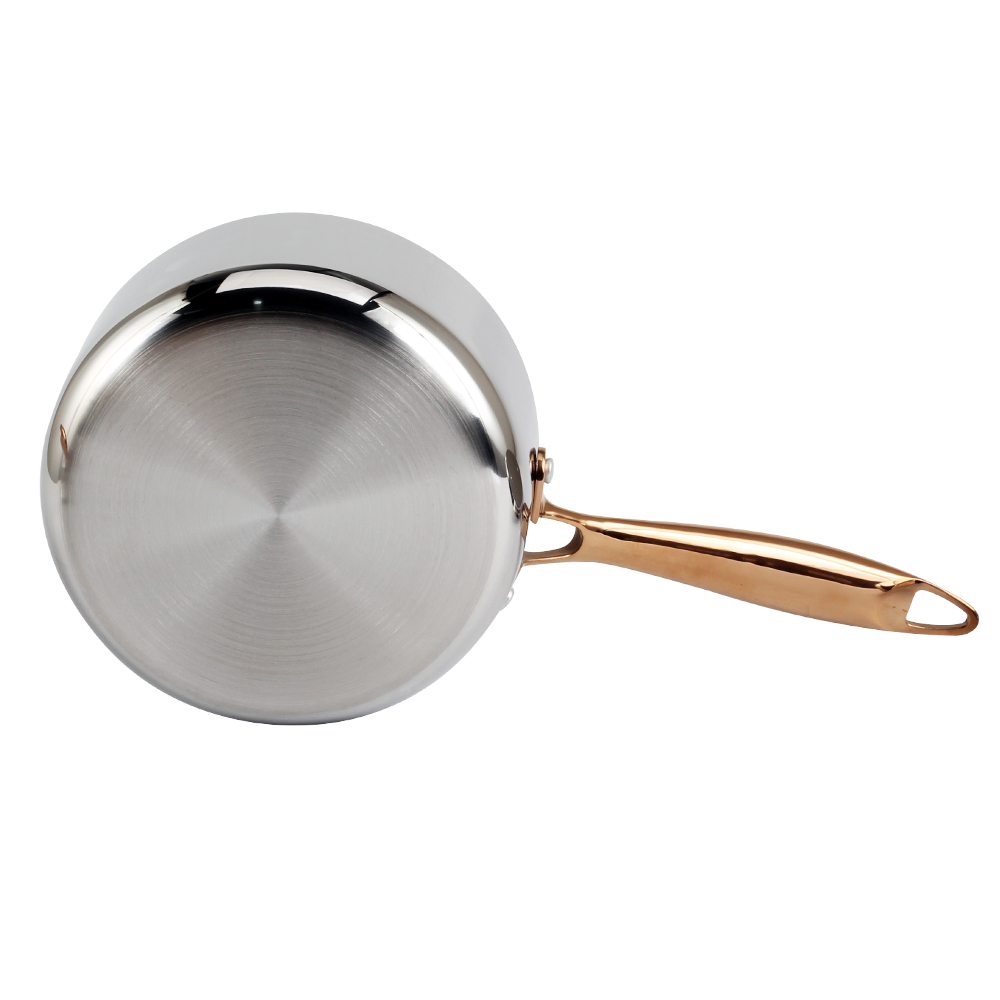 Whole-Clad Tri-Ply Stainless Steel Sauce Pan With Gold Handle