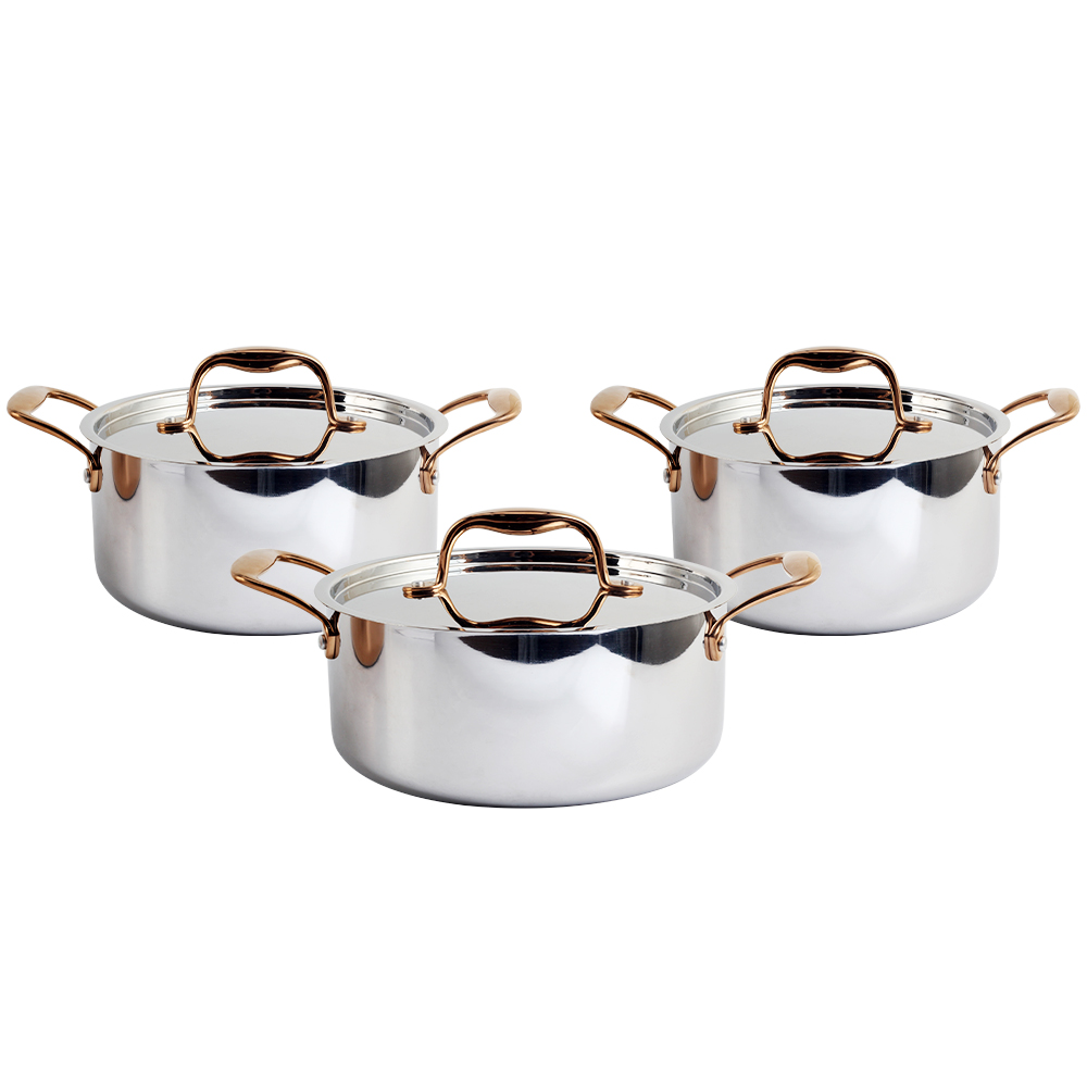 Whole-Clad Tri-Ply Stainless Steel Induction Stock Pot Set