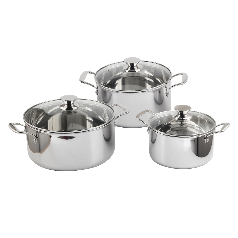 Tri-Ply Stainless Steel Induction Stock Pot Set With Lid