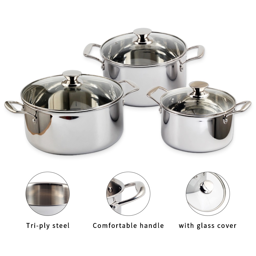 Tri-Ply Stainless Steel Induction Stock Pot With Lid