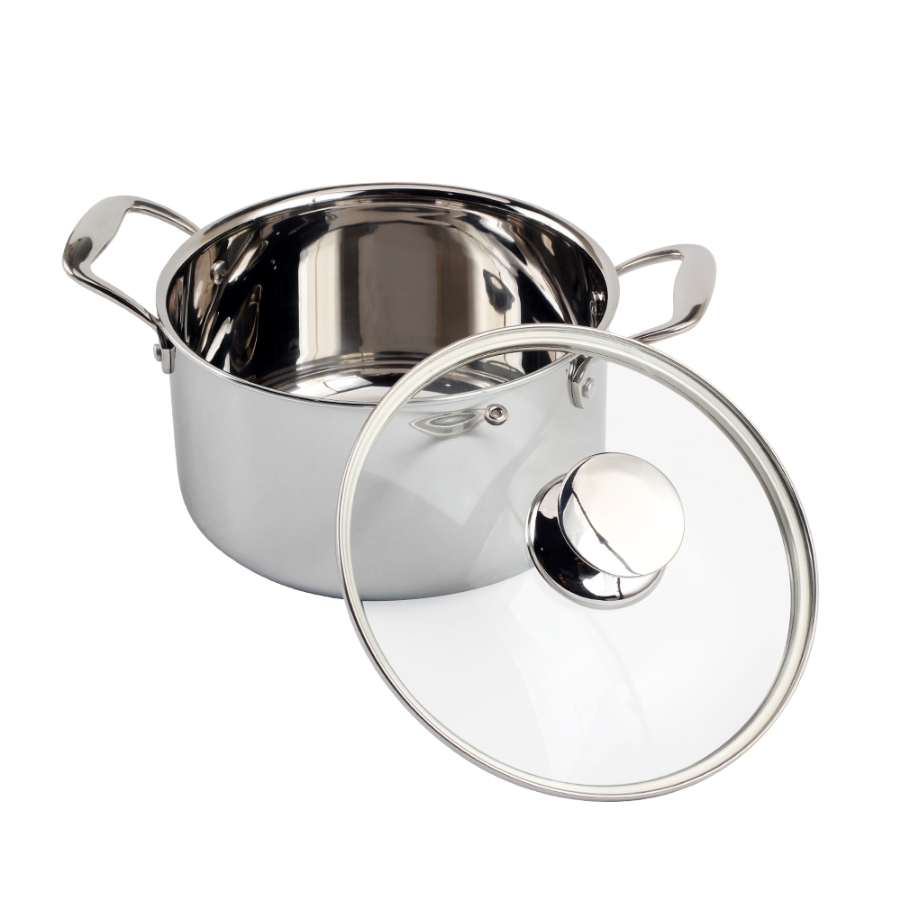 Tri-Ply Stainless Steel Induction Stock Pot With Lid