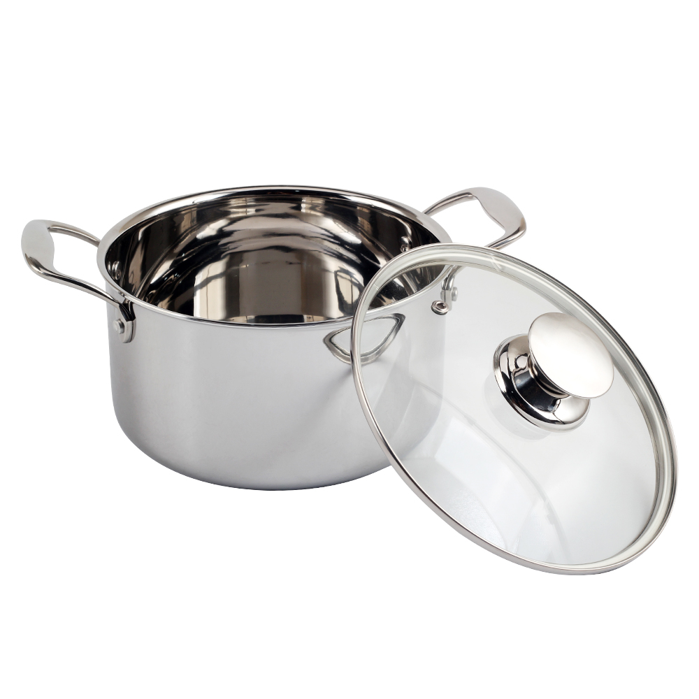 Tri-Ply Stainless Steel Induction Stock Pot With Lid