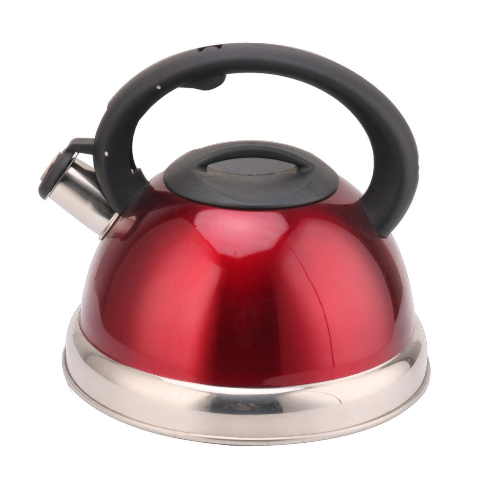 Red Coffee And Tea Sets-Stainless Steel Whistling Tea Kettle With Silicone Handle