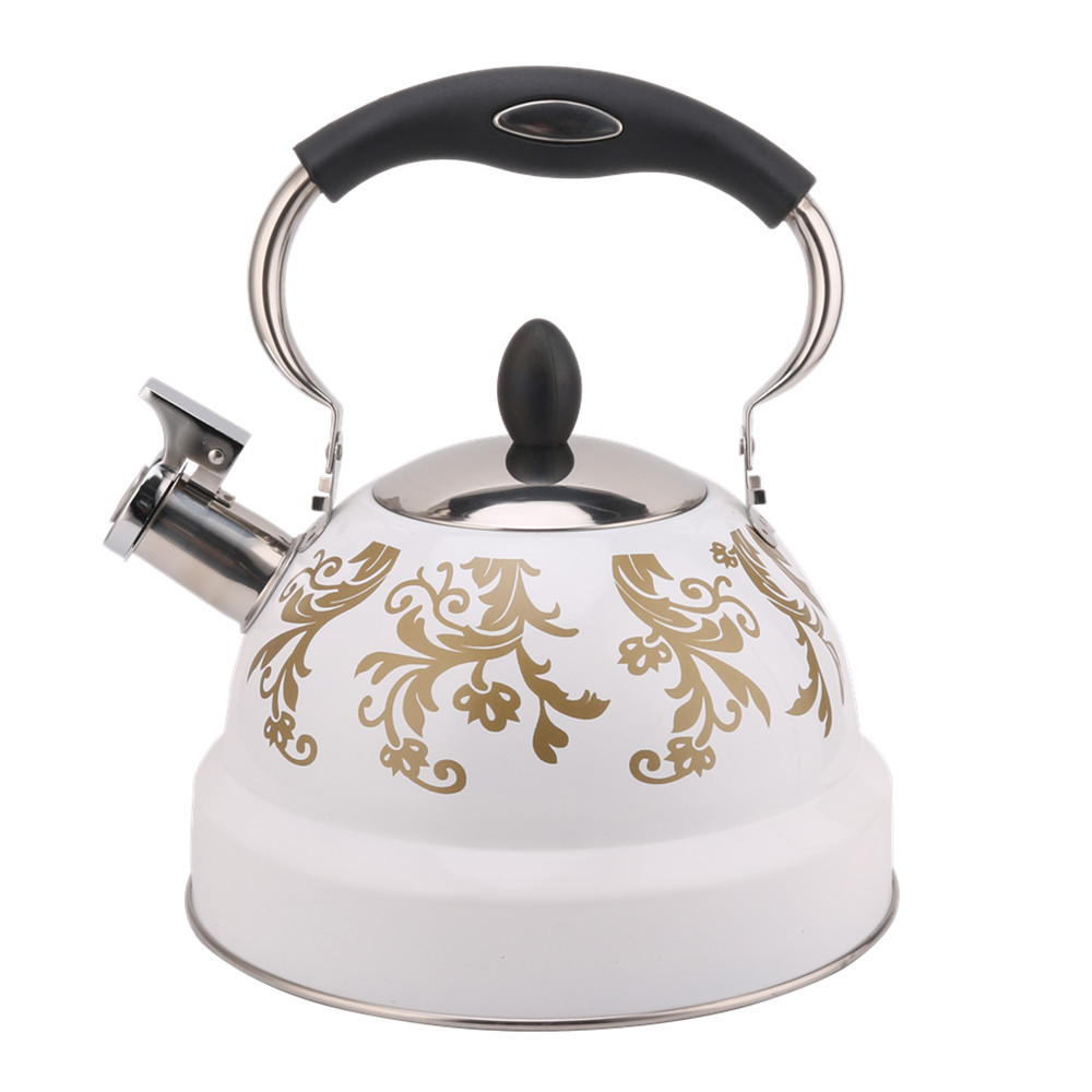 White Color Stainless Steel Whistling Tea Kettle With Silicone Handle