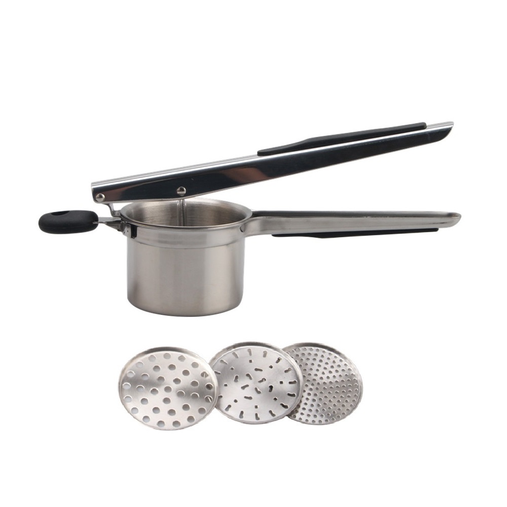 S/S Potato Ricer, Comes With 3 Discs And Non-Slip Silicone Handles