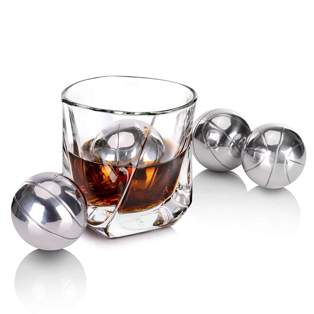 Basketball Shape Ice Cube, Whiskey Stone, Stainless Steel Ice Cubes With High Cooling