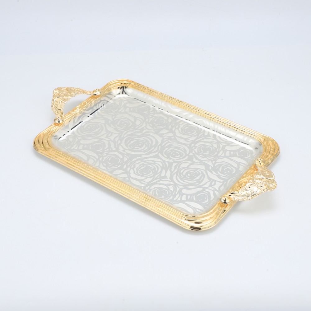 Lace Rectangular Iron Tray Pattern Double Color