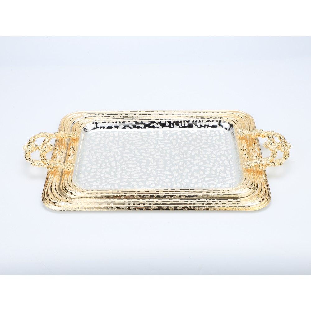 Gold Iron Coffee Tea Serving Tray Decorative