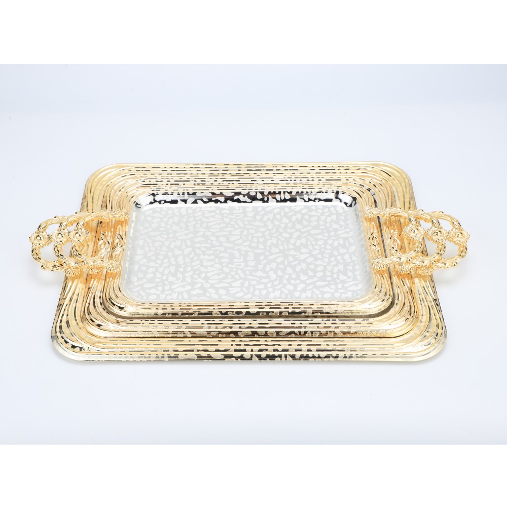 Gold Iron Coffee Tea Serving Tray Decorative