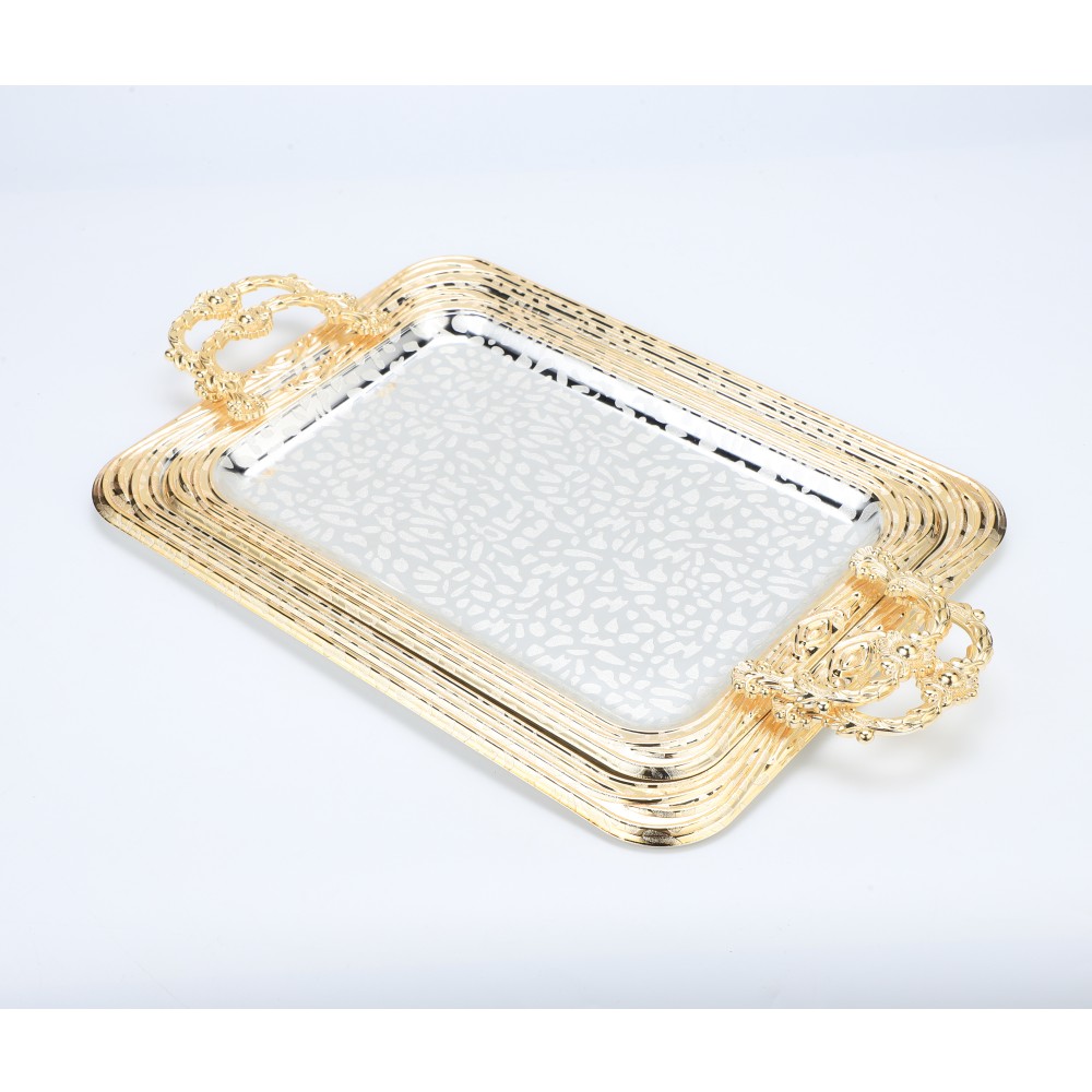 Gold Iron Coffee Tea Serving Tray Decorative