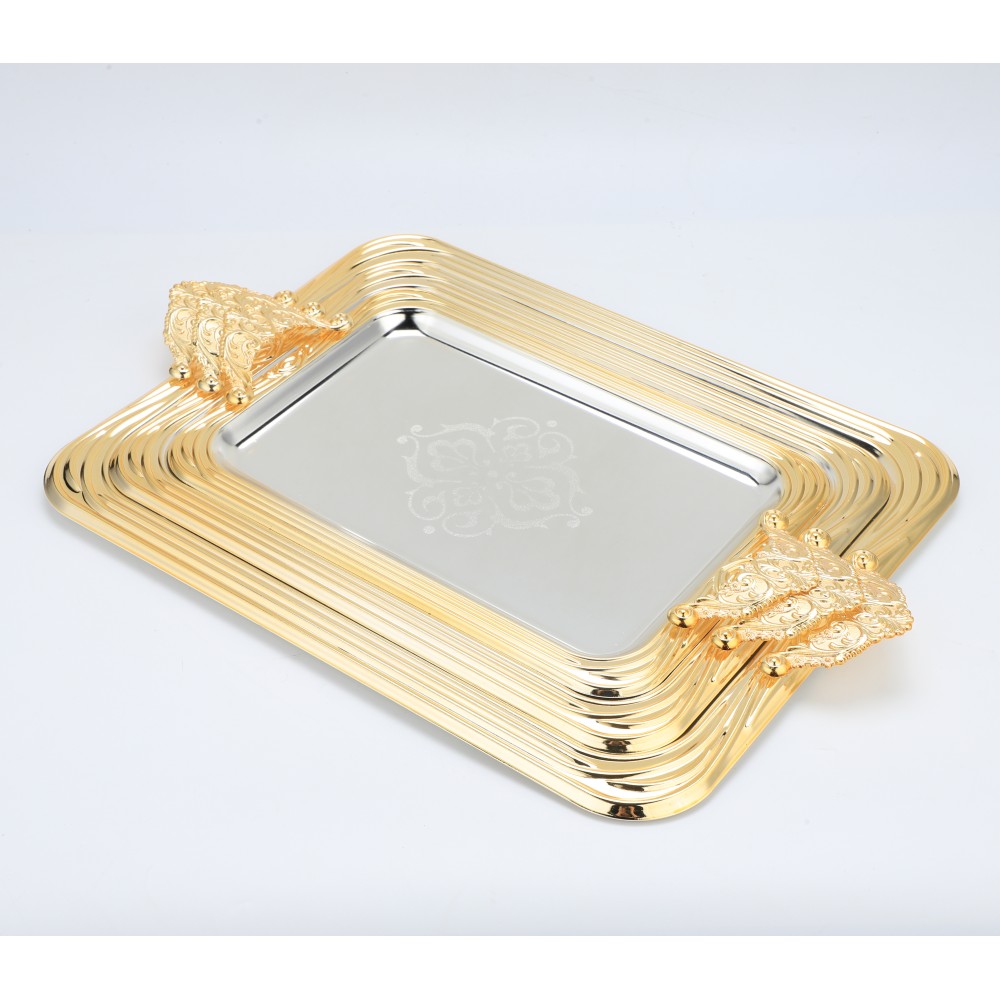 Round Side Rectangular Iron Tray