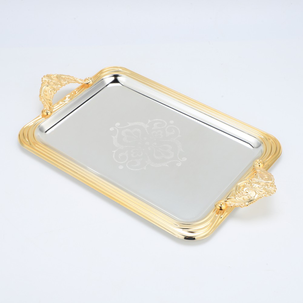 Round Side Rectangular Iron Tray