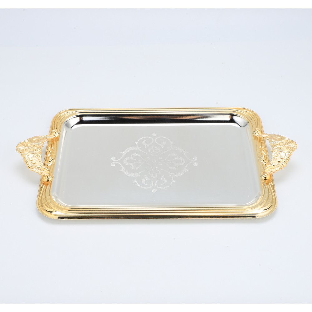 Round Side Rectangular Iron Tray