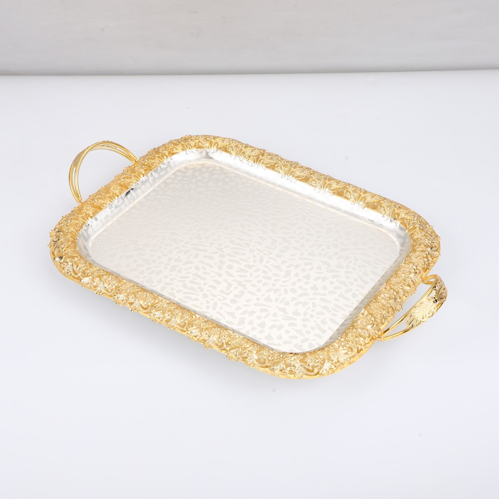 Coffee Serving Tray, Elegant Metal Serving Tray for Home Cafe